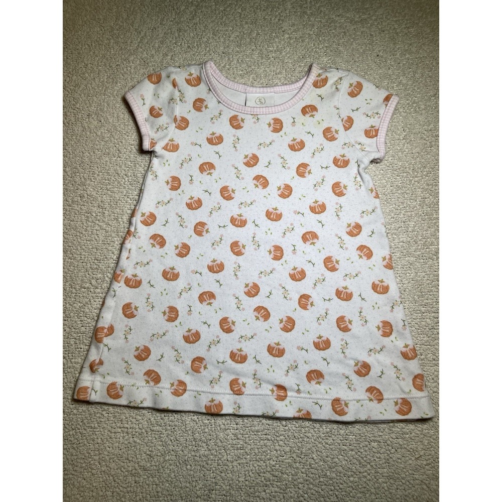 Lullaby Set Pumpkin Faith Dress Size 12 Months Pima Cotton Pink Trim